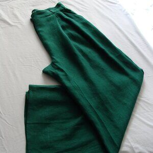 THREE GRACES LONDON Kelly Green 100% LINEN Wide Leg Pant Sz 14 (33.5 Inseam)